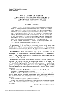 on a lemma of milutin concerning averaging operators in continuous