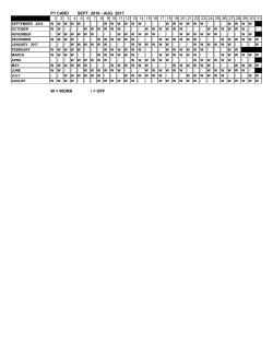 P1 CARD SEPT. 2016 - AUG. 2017 1 2 3 4 5 6 7 8 9 10 11 12 13 14