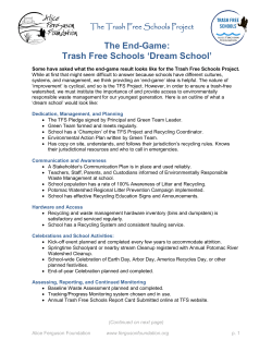 The End-Game: Trash Free Schools `Dream School`