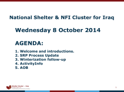 NATIONAL SHELTER CLUSTER MEETING PRESENTATION 08.10