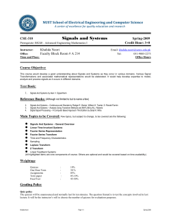 CE 310 Signals and Systems - Course Outline