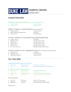 Academic Calendar 2016-2017 - Duke University School of Law