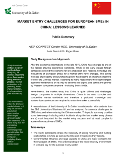 Market Entry Challenges for European SMEs in China: Lessons
