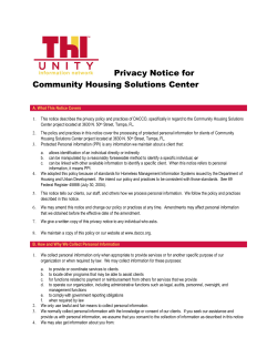 Privacy Notice for Community Housing Solutions Center
