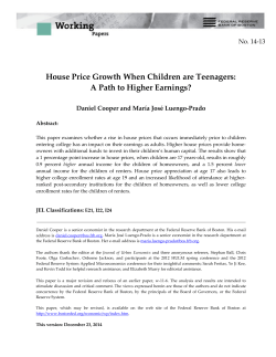 House Price Growth When Children are Teenagers: A Path to