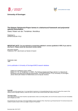 University of Groningen The Kalman-Yakubovich