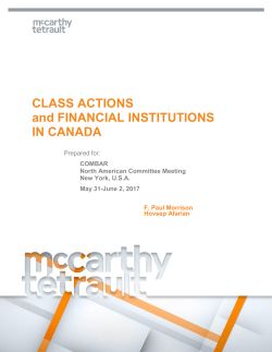 CLASS ACTIONS and FINANCIAL INSTITUTIONS IN