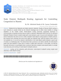 Node Disjoint Multipath Routing Approach for Controlling