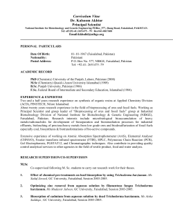 Curriculum Vitae - Pakistan Council for Science and Technology