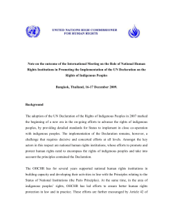 Note on the outcome of the expert meeting on Human