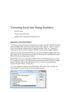 Torturing Excel into doing statistics - public.asu.edu