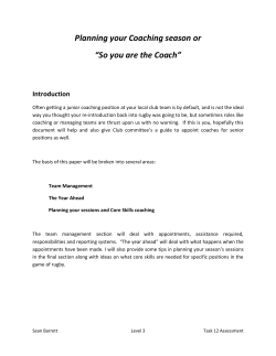 Planning your Coaching season or &ldquo;So you are the Coach&rdquo;