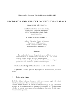 GEODESICS AND HELICES ON EUCLIDEAN SPACE 1