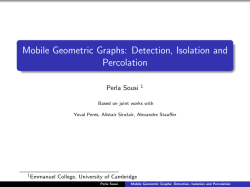 Mobile Geometric Graphs: Detection, Isolation and Percolation