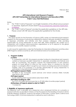 JSPS International Joint Research Program JSPS