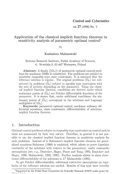 Application of the classical implicit function theorem m sensitivity