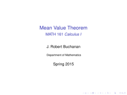 Mean Value Theorem - MATH 161 Calculus I