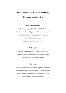 Does Gibrat`s Law Hold for Retailing? Evidence from Sweden