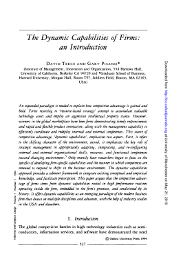 The Dynamic Capabilities of Firms: an Introduction