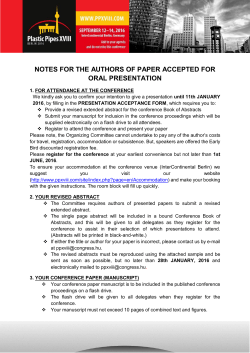 notes for the authors of paper accepted for oral