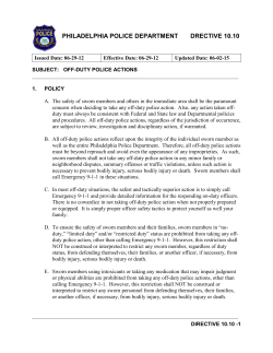 Off-Duty Police Actions - Philadelphia Police Department