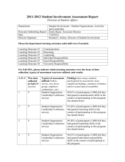 Spring 2009 Learning Outcomes Assessment Report for Division of