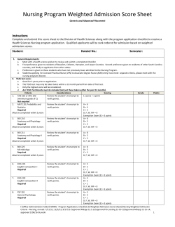 Nursing Program Weighted Admission Score Sheet