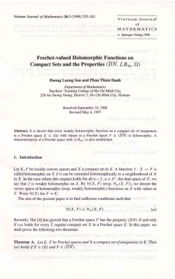 Frechet-valued Holomorphic Functions on Compact Sets and the