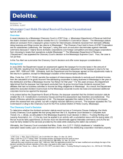 Mississippi Court Holds Dividend Received Exclusion