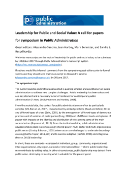 Leadership for Public and Social Value: A call for papers