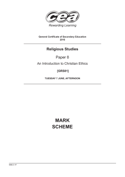 9896.01 MS GCSE Religious Studies Paper 8 GRS81 Summer 2016