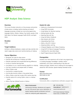 HDP Analyst: Data Science