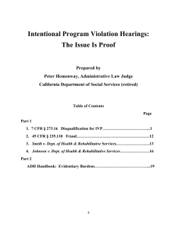 Intentional Program Violation Hearings: The Issue Is Proof