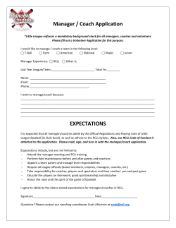 Manager / Coach Application EXPECTATIONS