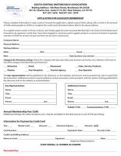 SOUTH CENTRAL MOTORCOACH ASSOCIATION Annual