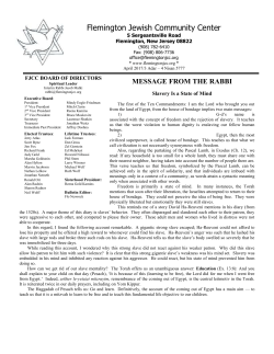 FJCC Bulletin for April 2017 - Flemington Jewish Community Center