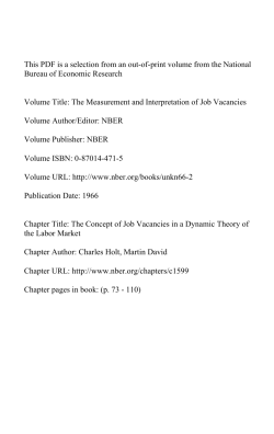 The Concept of Job Vacancies in a Dynamic Theory of the Labor