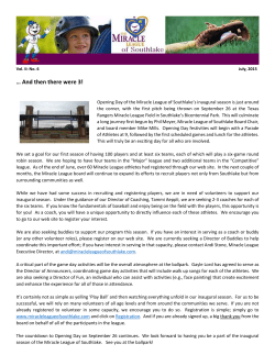 Miracle League Newsletter July 2015