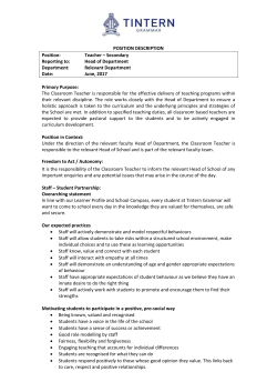 POSITION DESCRIPTION Position: Reporting to: Department: Date