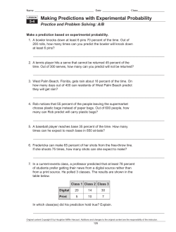 Making Predictions with Experimental Probability