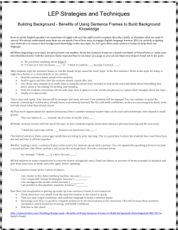 LEP Strategies and Techniques Building Background