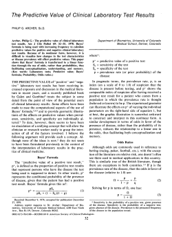 The Predictive Value of Clinical Laboratory Test Results