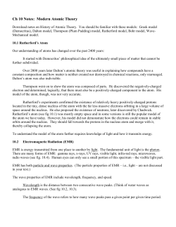 Ch 10 Notes: Modern Atomic Theory