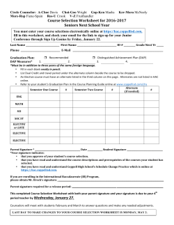 Course Selection Worksheet for 2016
