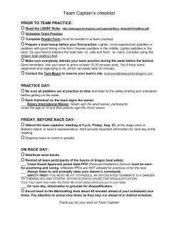 Team Captain`s checklist - Lake Superior Dragon Boat Festival