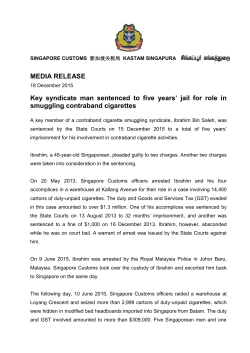 MEDIA RELEASE Key syndicate man sentenced to five years` jail for