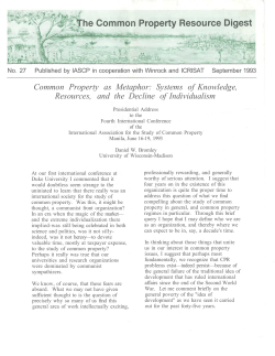 Common Property as Metaphor: Systems of Knowledge, Resources