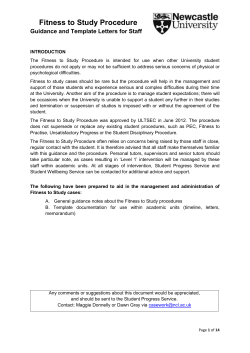 Fitness to Study - Guidance for Staff