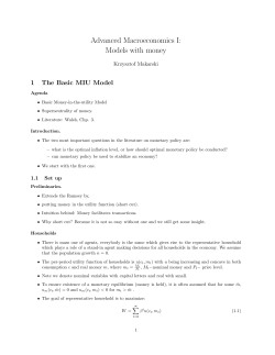 Advanced Macroeconomics I: Models with money