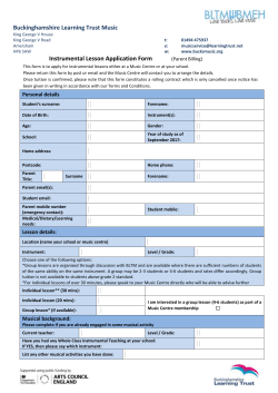 Application Form &ndash; Instrumental Lessons &ndash; Parent Billing